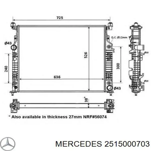 2515000703 Mercedes Radiador de esfriamento de motor