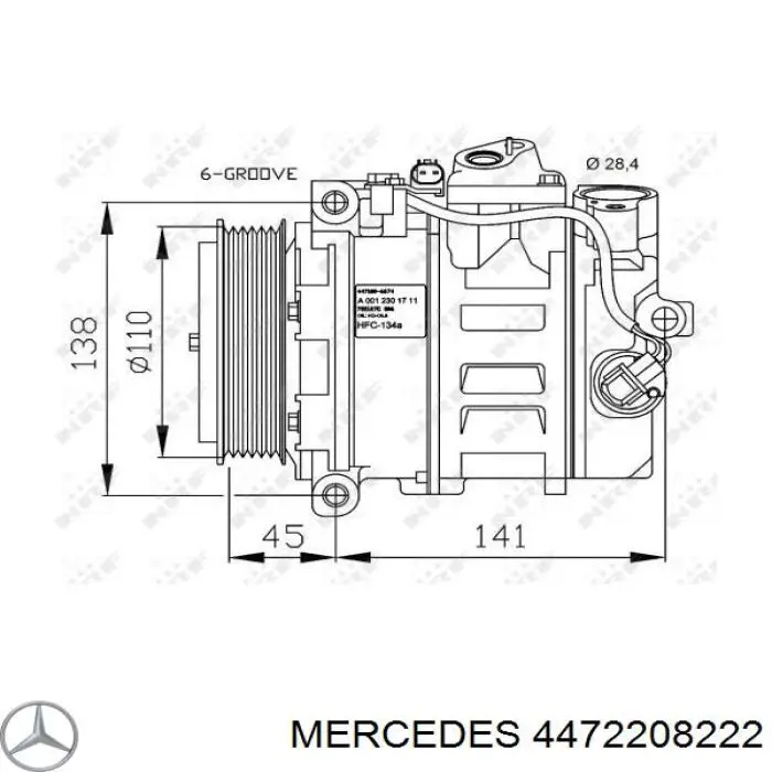 4472208222 Mercedes Compressor de aparelho de ar condicionado