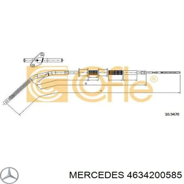 4634200585 Mercedes Cabo do freio de estacionamento traseiro esquerdo