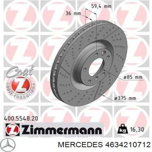 4634210712 Mercedes Disco do freio dianteiro