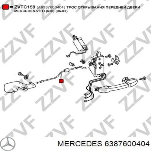 Cabo (pedal) de abertura do fecho da porta dianteira Mercedes 6387600404 preço, a partir de 8,92 USD