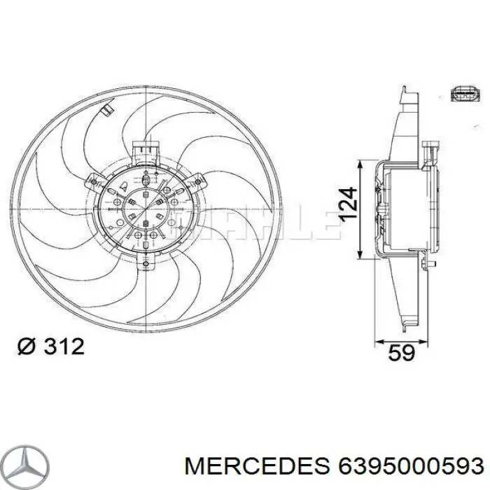 Compre 6395000593 Mercedes Ventilador elétrico de esfriamento montado (motor + roda de aletas)