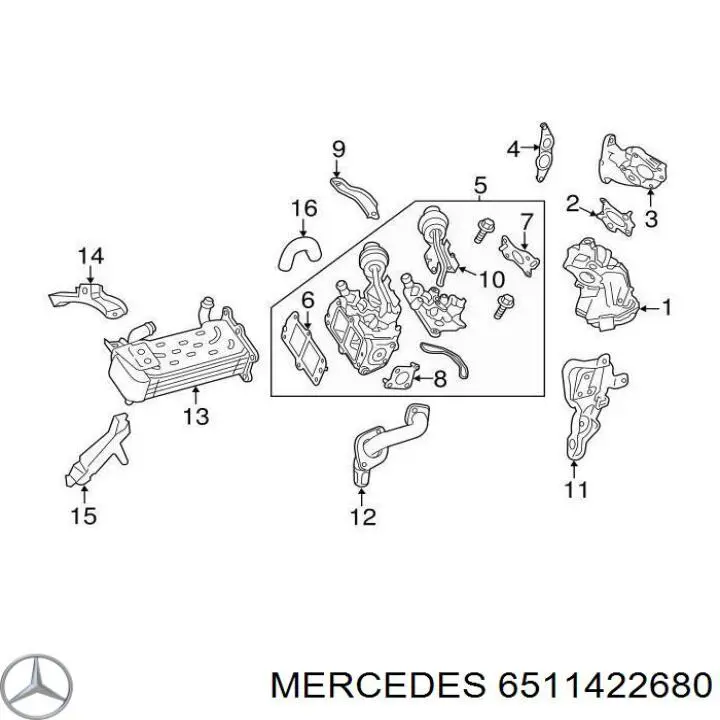 Vedante de cano derivado EGR até a cabeça de bloco (CBC) Mercedes 6511421180 preço, a partir de 5,37 USD