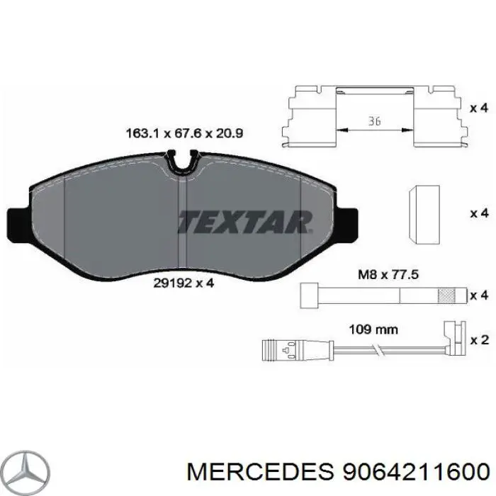 Sapatas do freio dianteiras de disco Mercedes 9064211600 preço, a partir de 36,82 USD