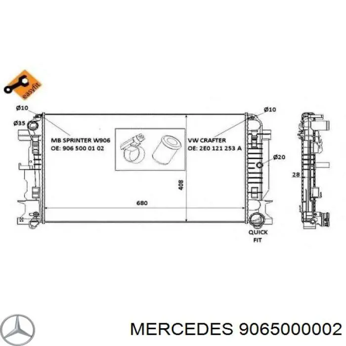 Compre 9065000002 Mercedes Radiador de esfriamento de motor