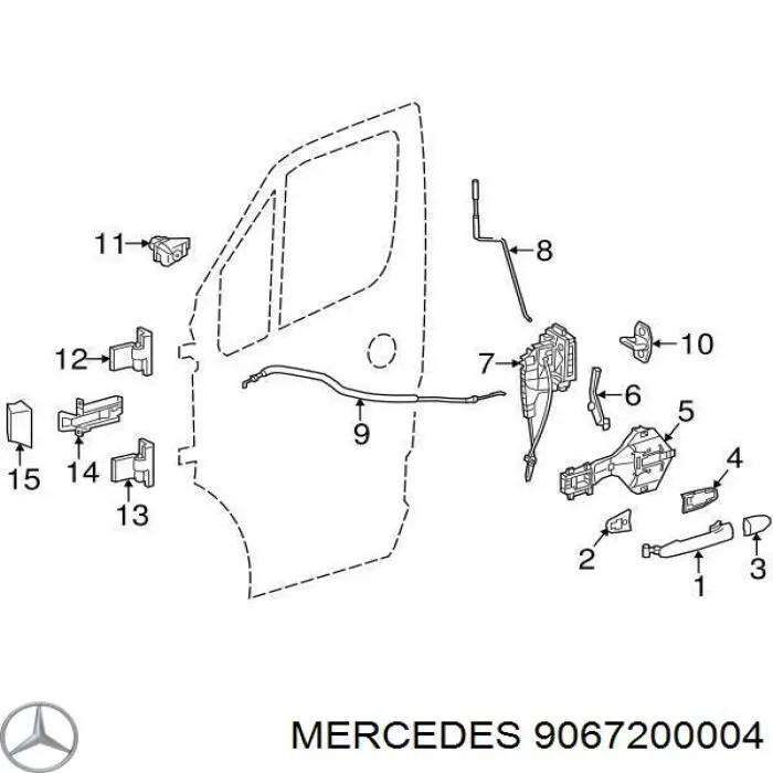 9067200004 Mercedes Gozno de garra (parte complementar) de fecho da porta dianteira