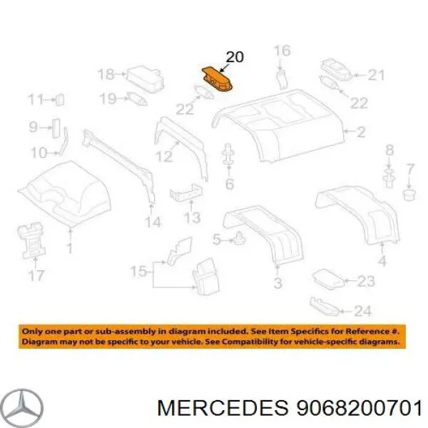 9068200701 Mercedes Quebra-luz traseiro de iluminação de salão (de cabina)