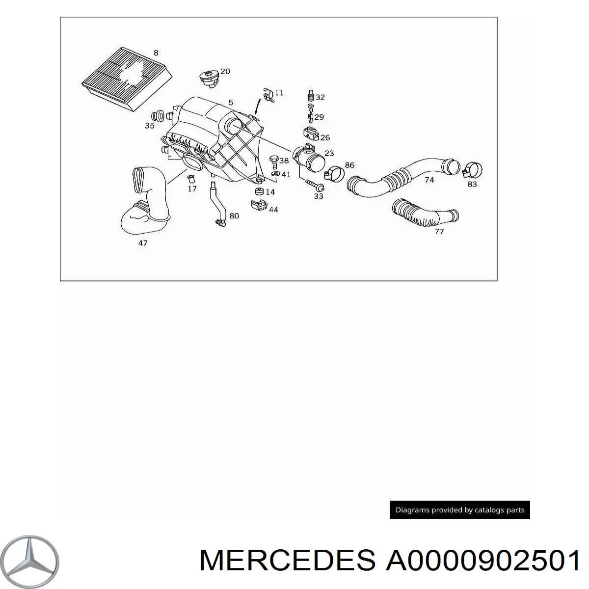 A0000902501 Mercedes Caixa de filtro de ar