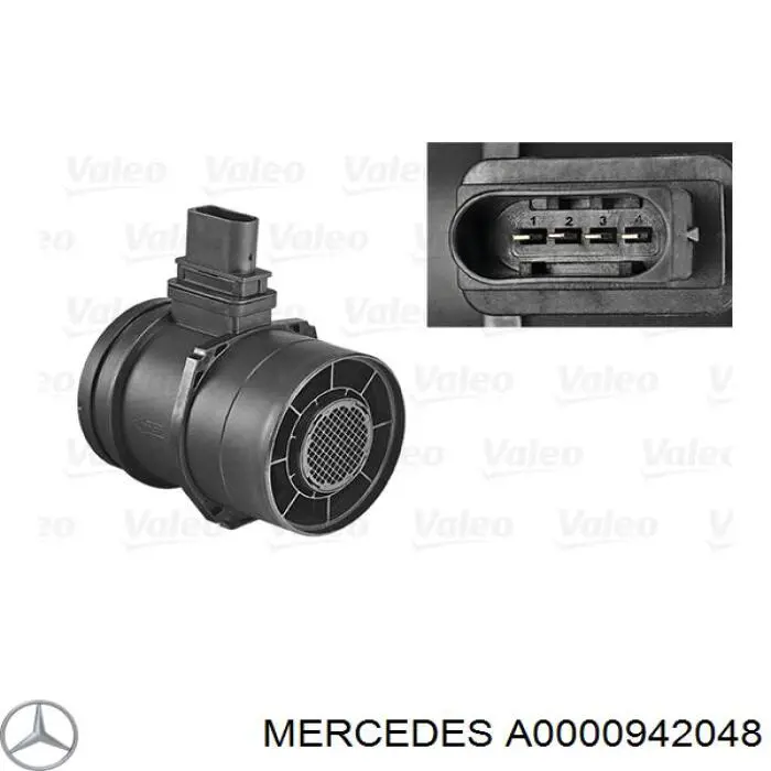 A0000942048 Mercedes Sensor de fluxo (consumo) de ar, medidor de consumo M.A.F. - (Mass Airflow)