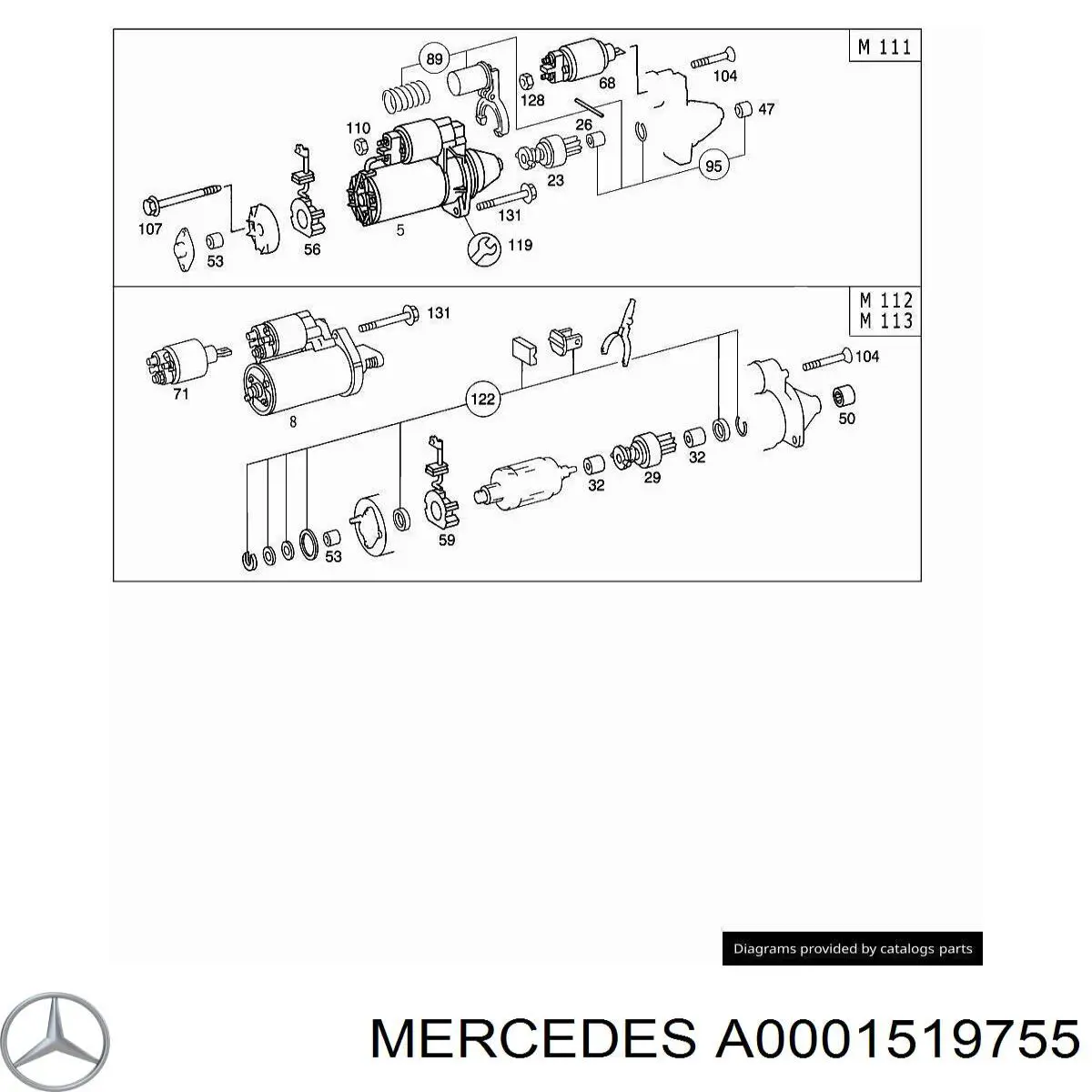 A0001519755 Mercedes Enrolamento do motor de arranco, estator