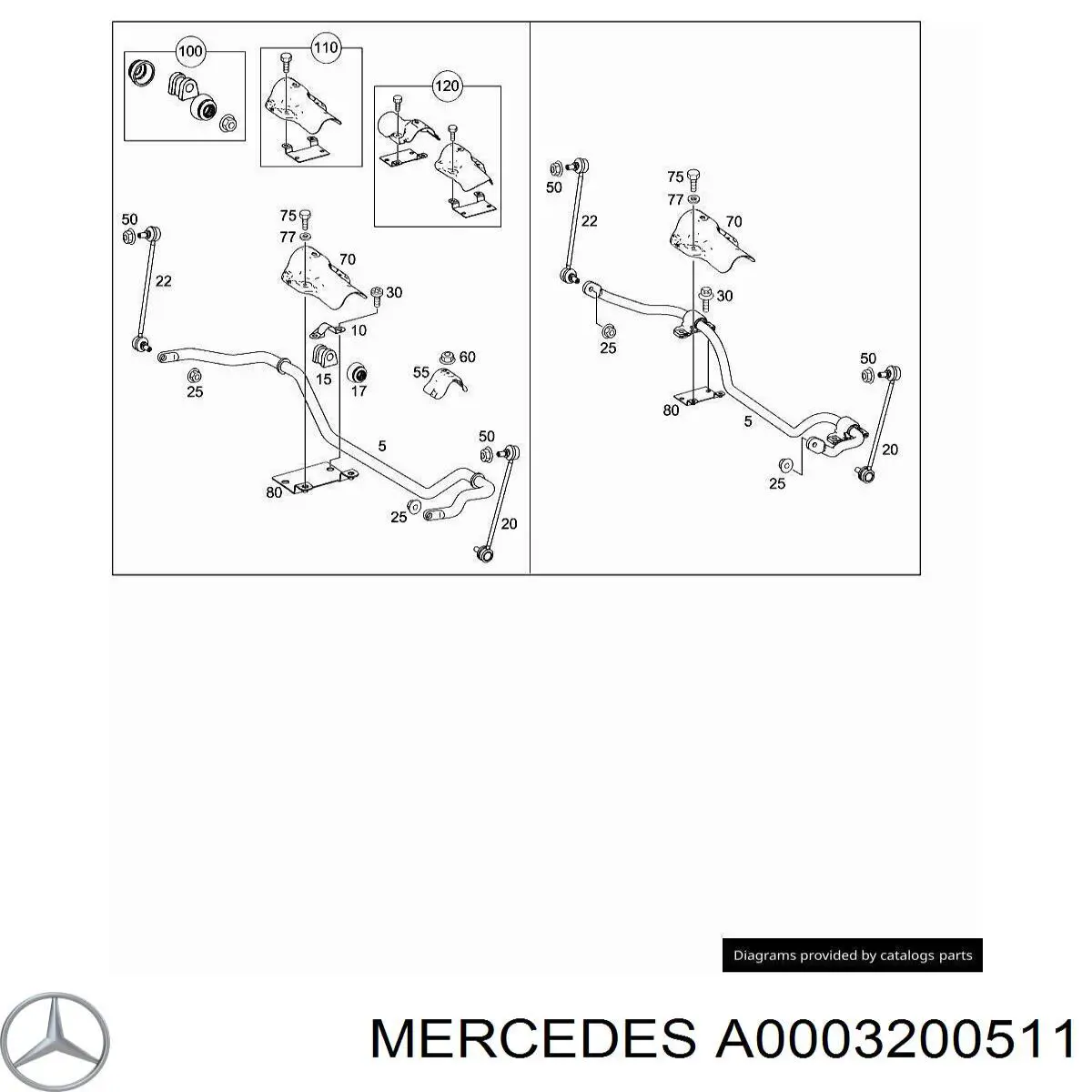 A0003200511 Mercedes Bucha de estabilizador dianteiro, kit