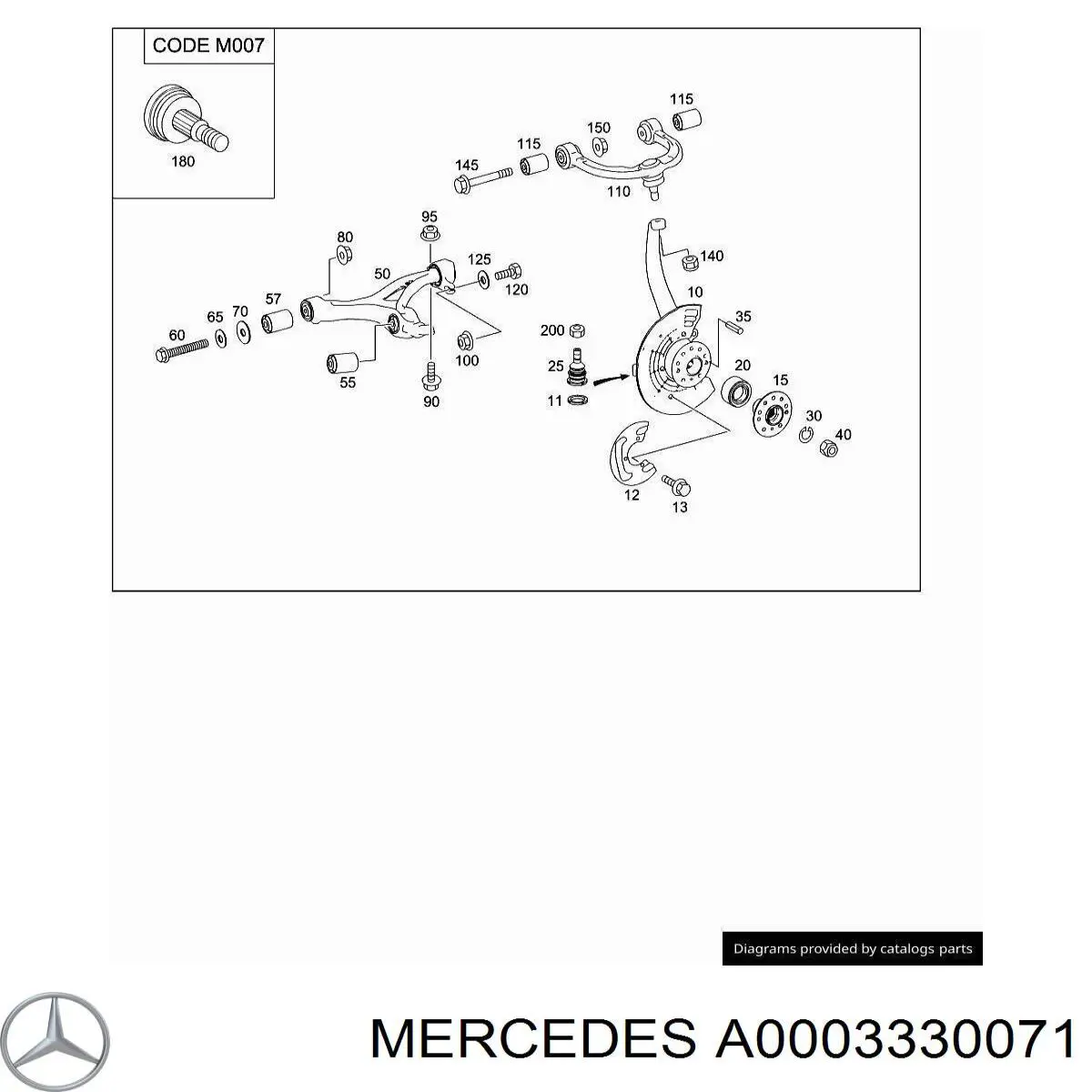 Parafuso de fixação de braço oscilante dianteiro, inferior Mercedes A0003330071 preço, a partir de 25,67 USD