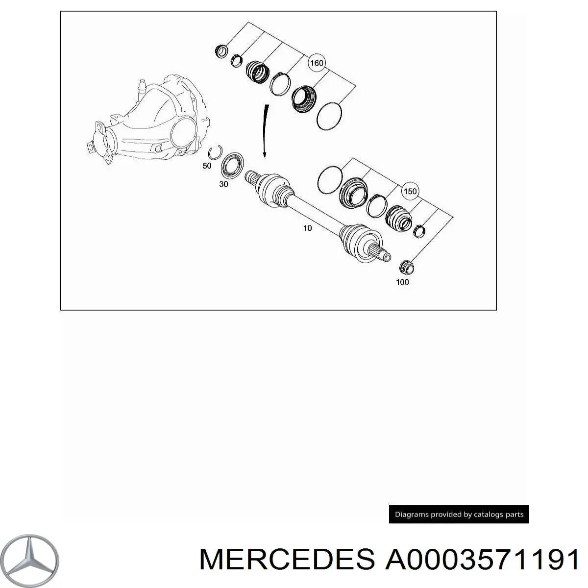 A0003571191 Mercedes Bota de proteção externa de junta homocinética do semieixo traseiro