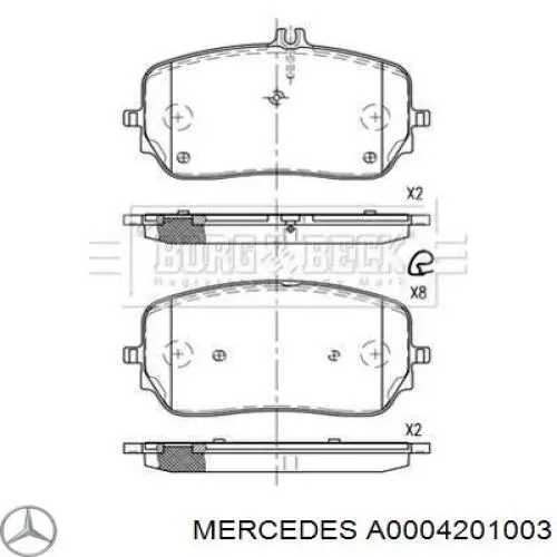 Sapatas do freio dianteiras de disco Mercedes A0004201003 preço, a partir de 150,13 USD