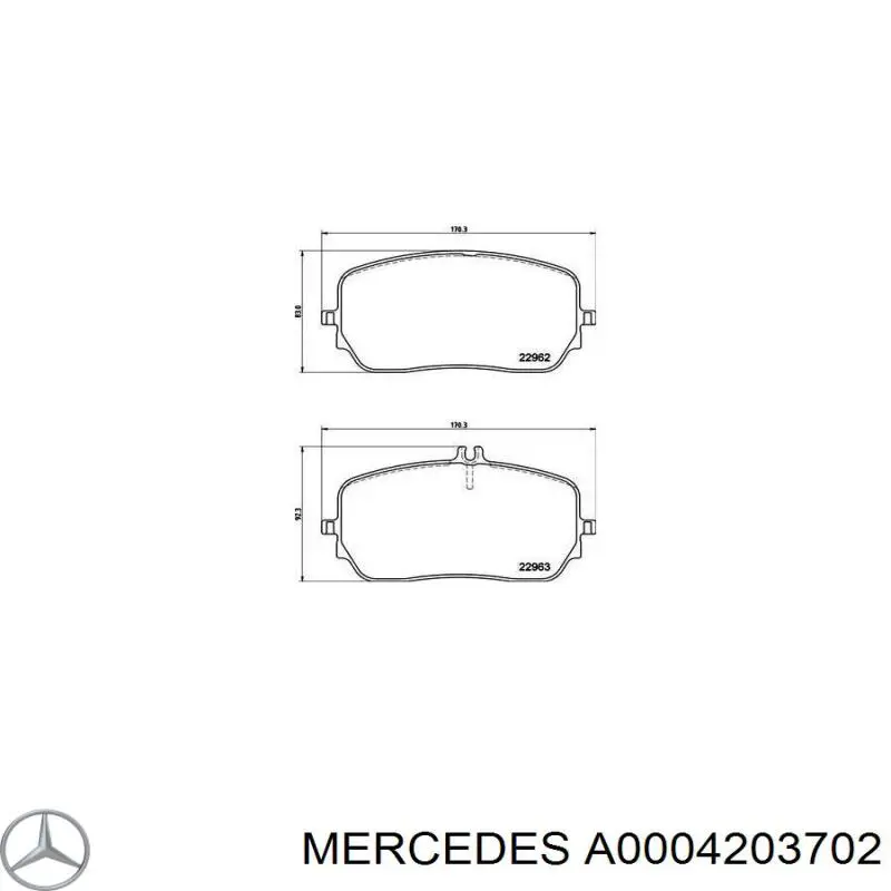 Sapatas do freio dianteiras de disco A0004203702 Mercedes