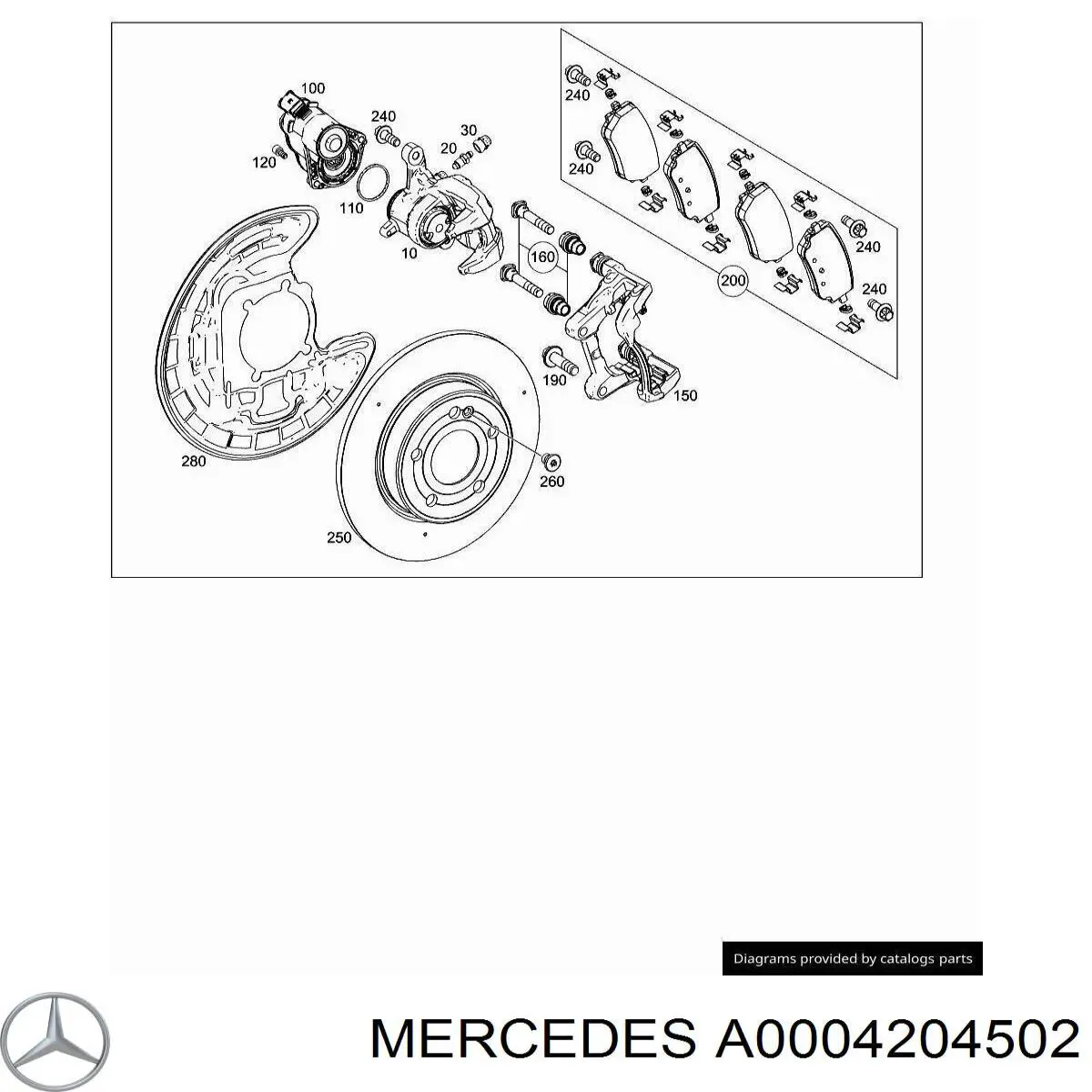 A0004204502 Mercedes Sapatas do freio traseiras de disco