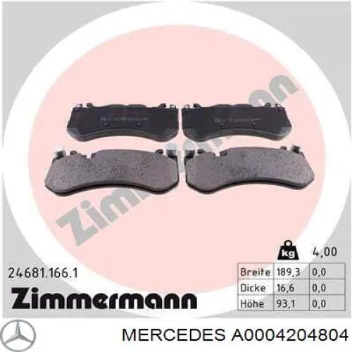 Sapatas do freio dianteiras de disco Mercedes A0004204804 preço, a partir de 173,38 USD