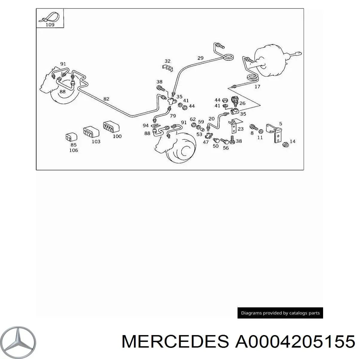 Compre A0004205155 Mercedes Tubo de ligação de bombeio de suporte do freio traseiro