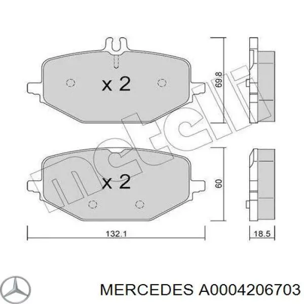 A0004206703 Mercedes Sapatas do freio dianteiras de disco