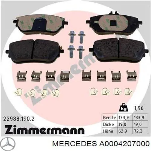 Sapatas do freio dianteiras de disco Mercedes A0004207000 preço, a partir de 32,61 USD