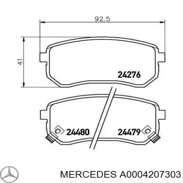 Sapatas do freio traseiras de disco A0004207303 Mercedes