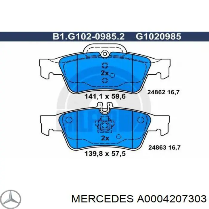 A0004207303 Mercedes Sapatas do freio traseiras de disco