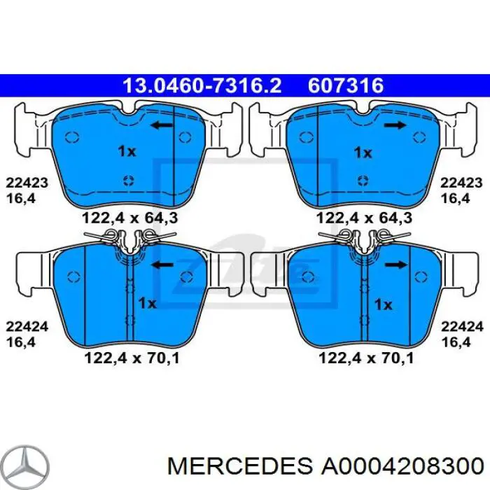 Sapatas do freio traseiras de disco Mercedes A0004208300 preço, a partir de 34,59 USD