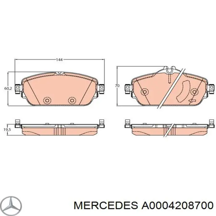 A0004208700 Mercedes Sapatas do freio dianteiras de disco