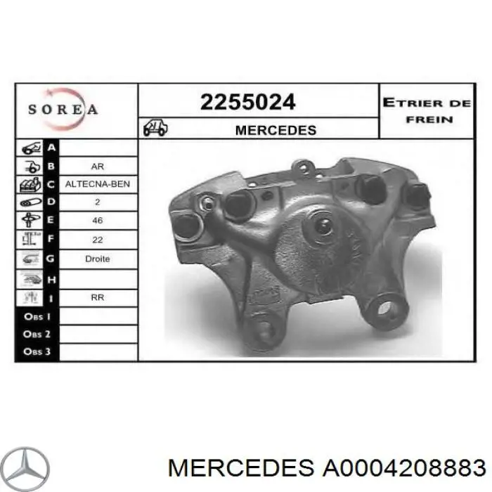 Compre A0004208883 Mercedes Suporte do freio traseiro direito