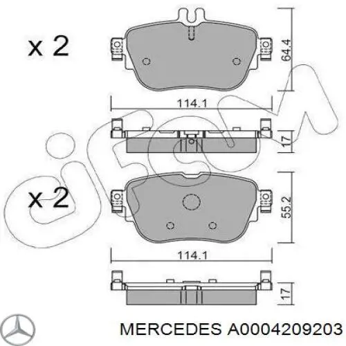 Compre A0004209203 Mercedes Sapatas do freio traseiras de disco