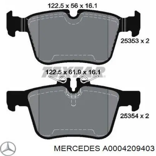 A0004209403 Mercedes Sapatas do freio traseiras de disco