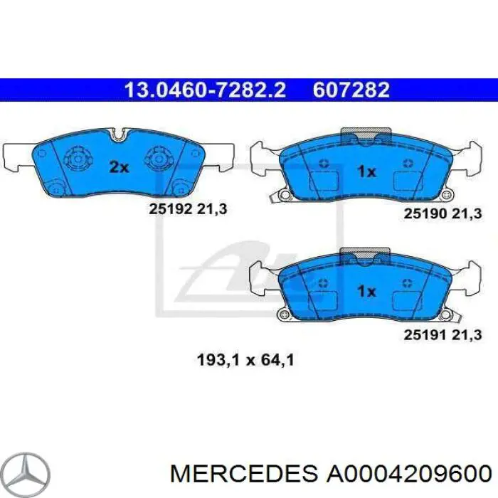 Compre A0004209600 Mercedes Sapatas do freio dianteiras de disco