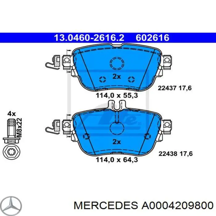 Sapatas do freio traseiras de disco Mercedes A0004209800 preço, a partir de 52,00 USD