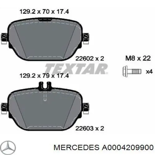 A0004209900 Mercedes Sapatas do freio traseiras de disco