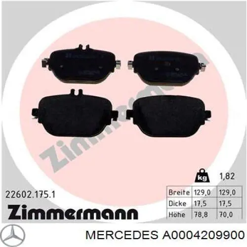 Sapatas do freio traseiras de disco Mercedes A0004209900 preço, a partir de 58,92 USD