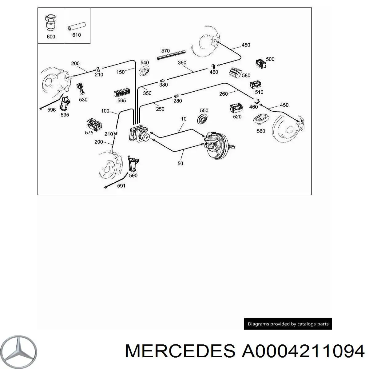 A0004211094 Mercedes Braçadeira de tubo do freio