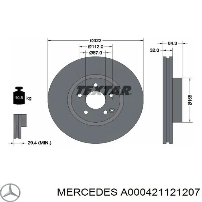 A000421121207 Mercedes Disco do freio dianteiro