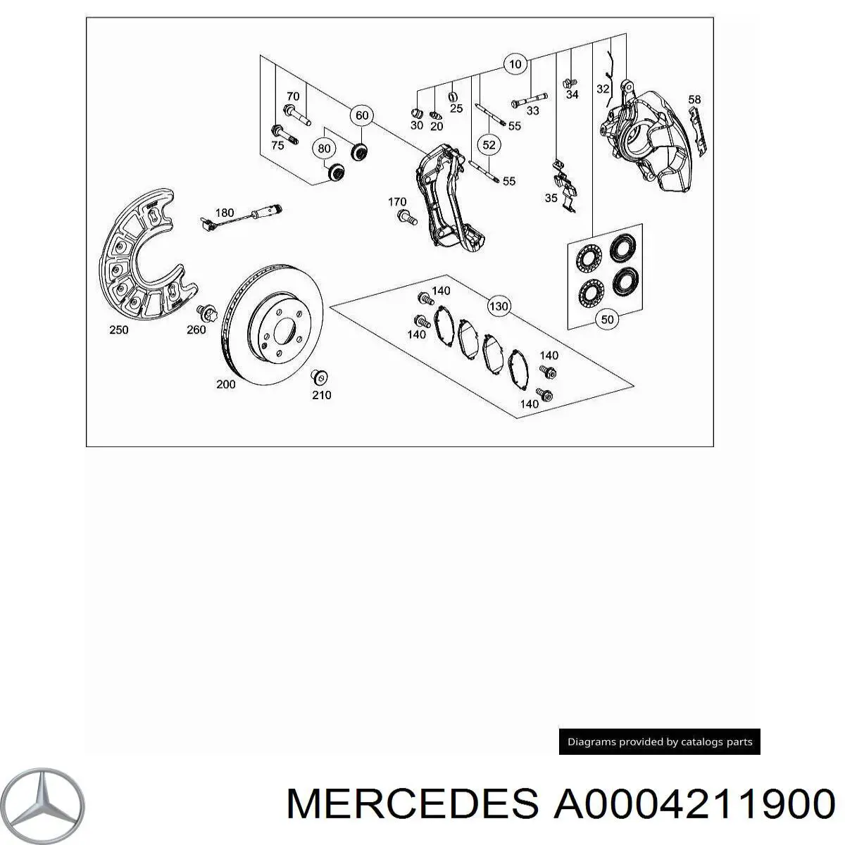 A0004211900 Mercedes Kit de reparação de suporte do freio dianteiro