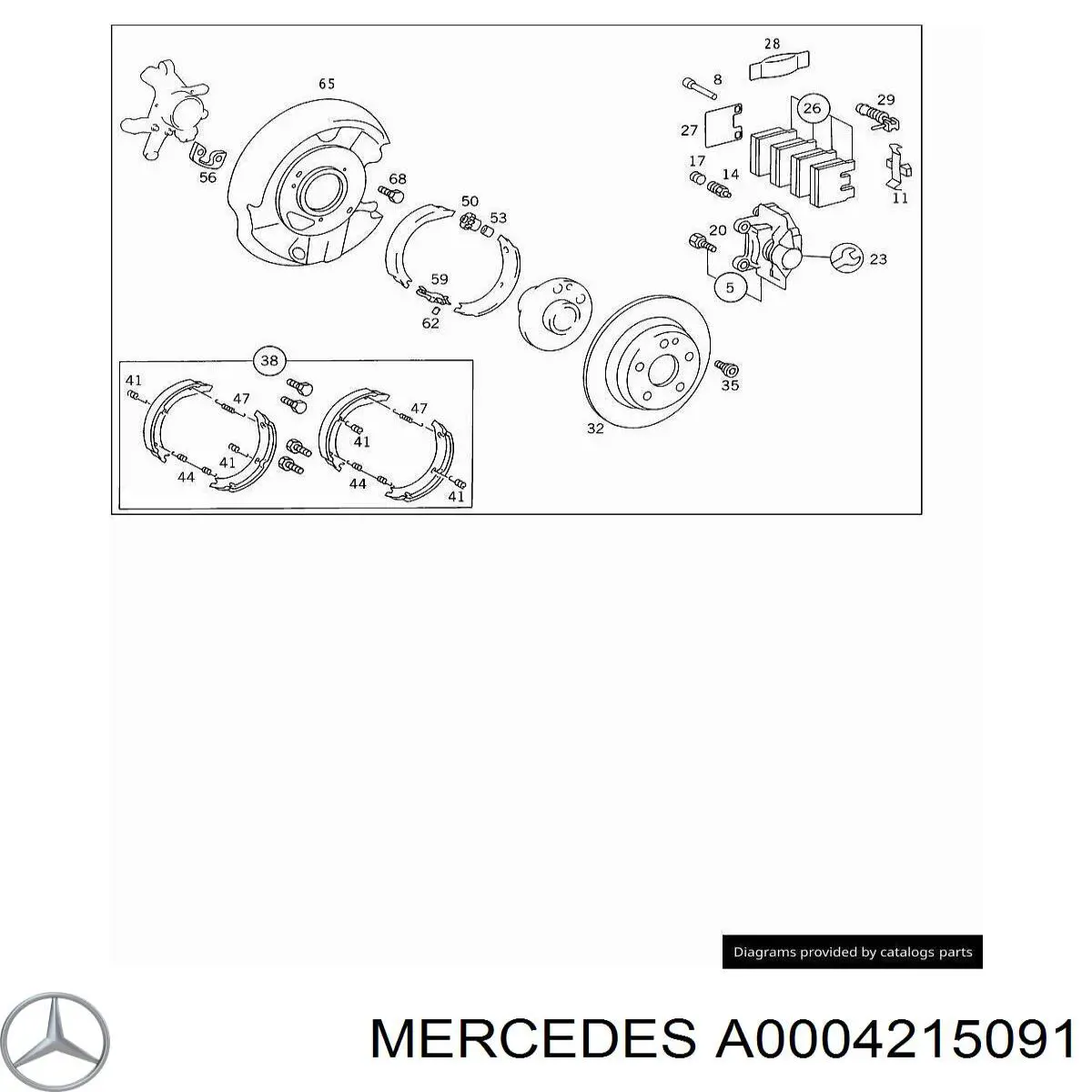 Compre A0004215091 Mercedes Kit de reparação das sapatas do freio