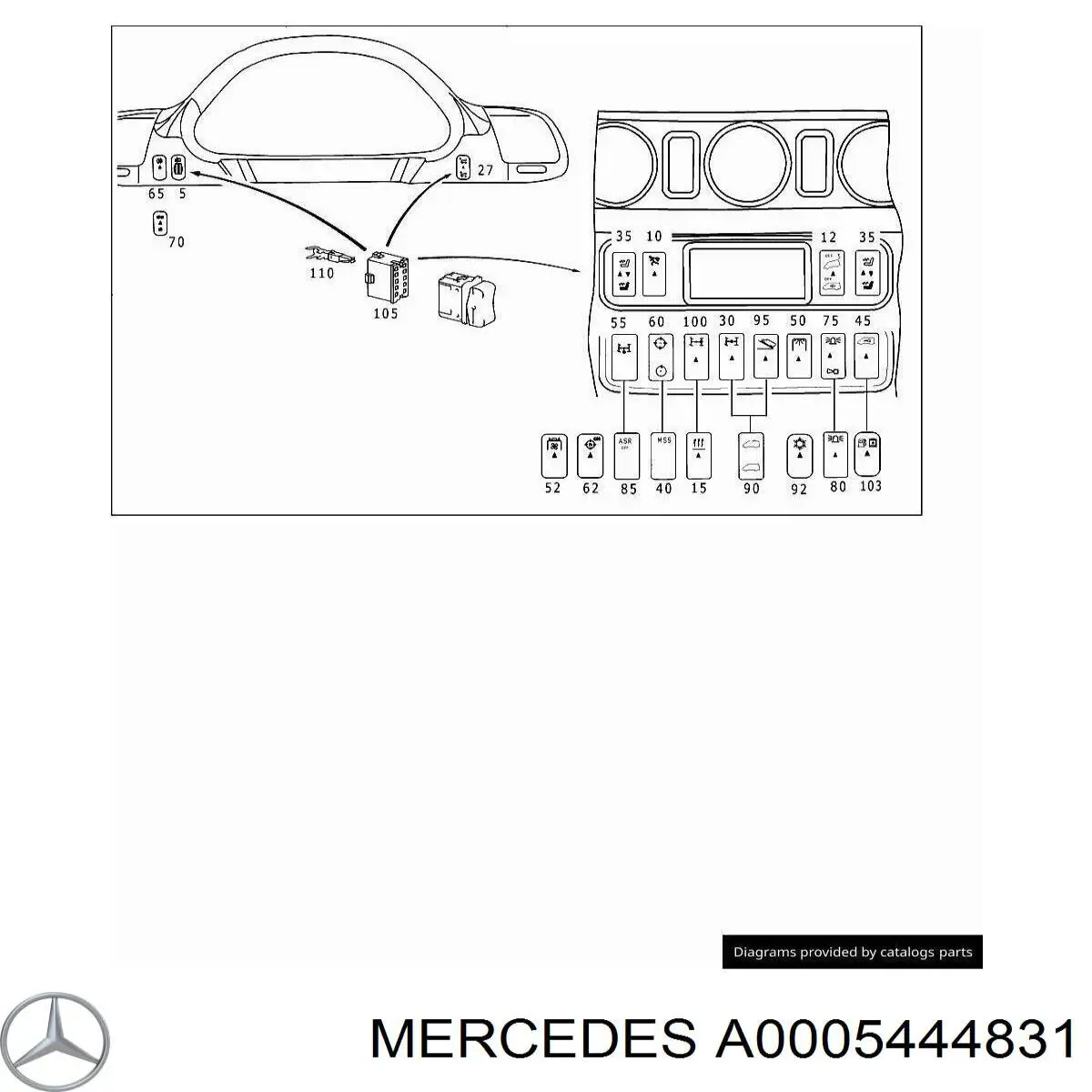 A0005444831 Mercedes Botão (regulador) de corretor das luzes