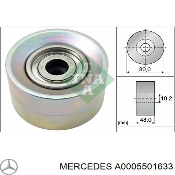 Rolo parasita da correia de transmissão A0005501633 Mercedes