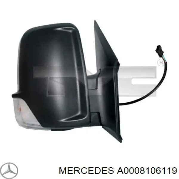 A0008106119 Mercedes Espelho de retrovisão direito