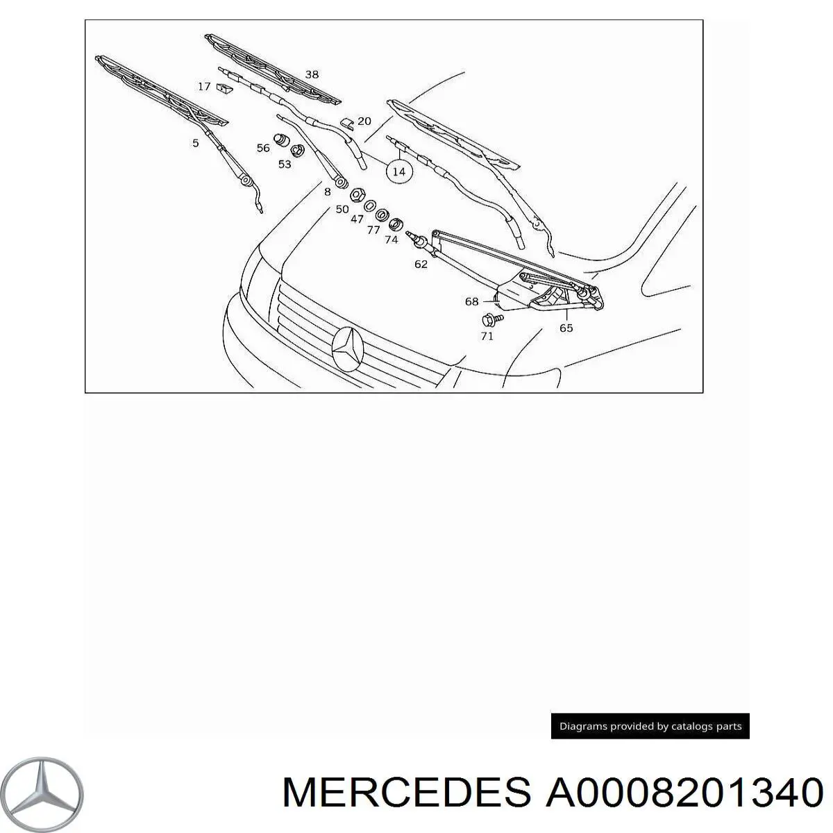 A0008201340 Mercedes Trapézio de limpador pára-brisas