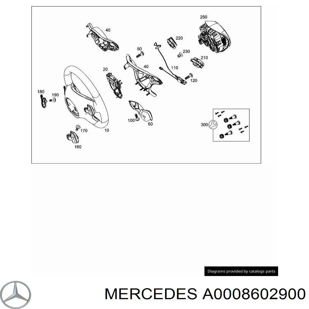 Cinto de segurança (AIRBAG) de condutor Mercedes A0008602900