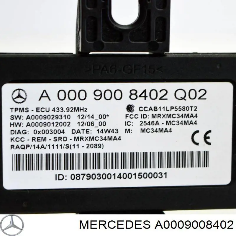 Compre A0009008402 Mercedes Unidade do sistema de controlo de pressão nos pneus