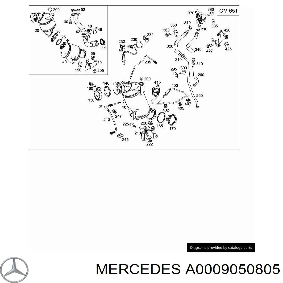 A0009050805 Mercedes Sensor de temperatura dos gases de escape (GE), no catalisador