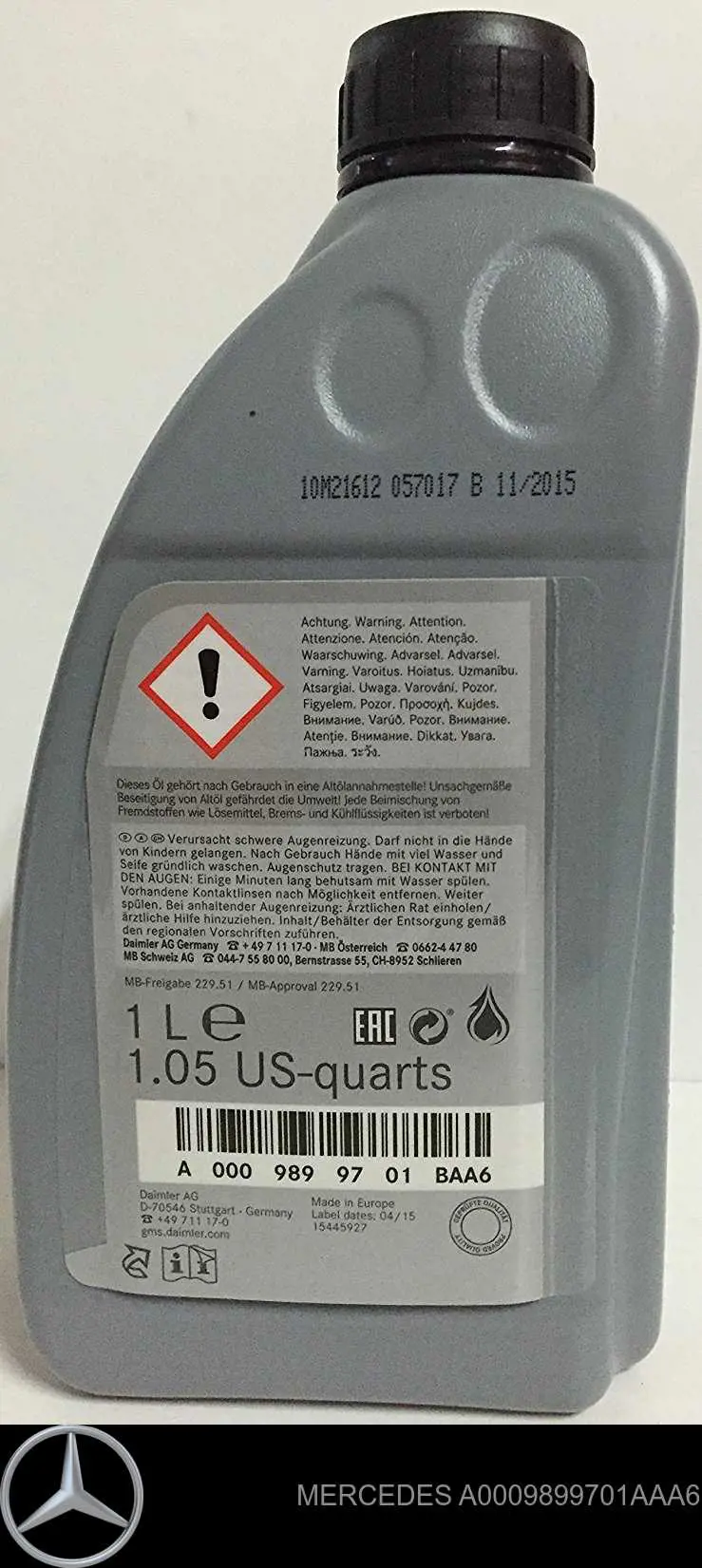 Compre A0009899701AAA6 Mercedes Óleo para motor