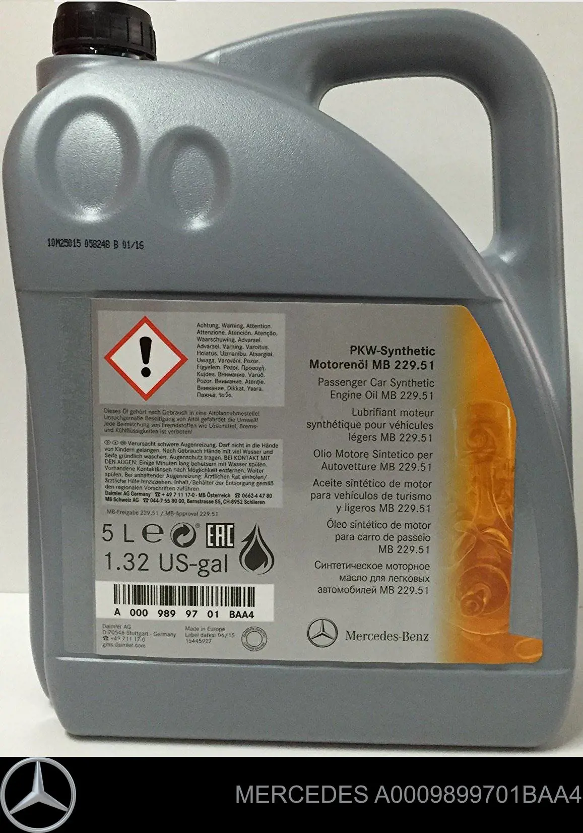 Óleo para motor Mercedes A0009899701BAA4 preço, a partir de 33,59 USD