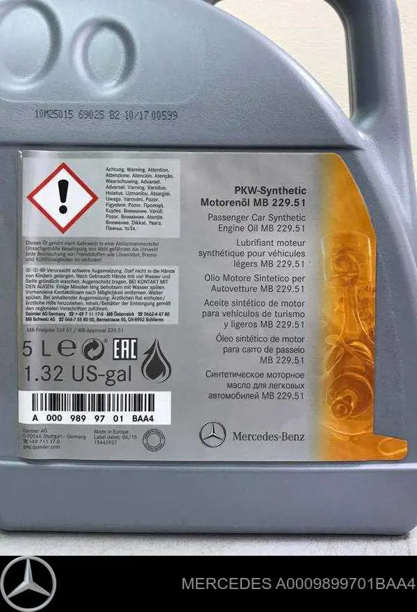 Compre A0009899701BAA4 Mercedes Óleo para motor