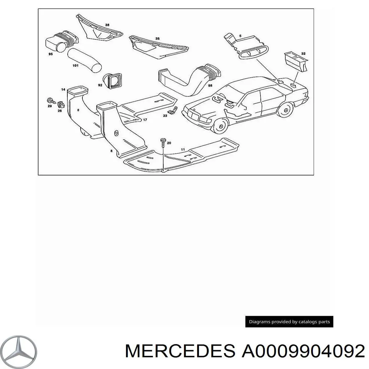 Cápsula (prendedor) de fixação de revestimento da porta Mercedes A0009904092 preço, a partir de 2,49 USD